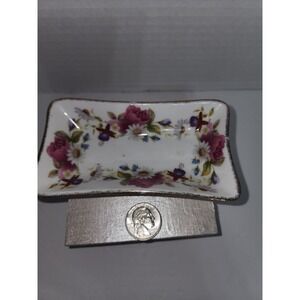 Vintage Summer Rose rectangle trinket dish floral chic